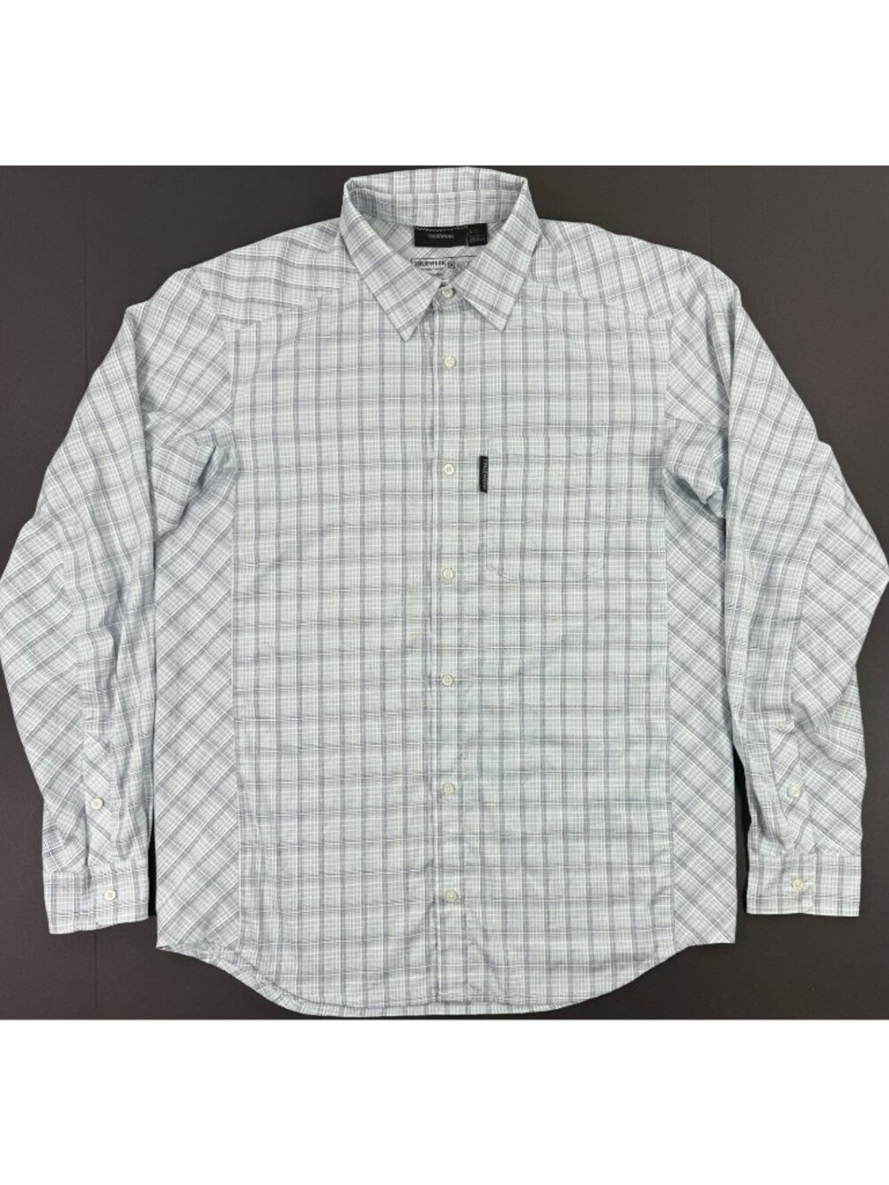 Truewerk Mens EDO Fancy Shirt Long Sleeve Large Blue Plaid Performance Wicking